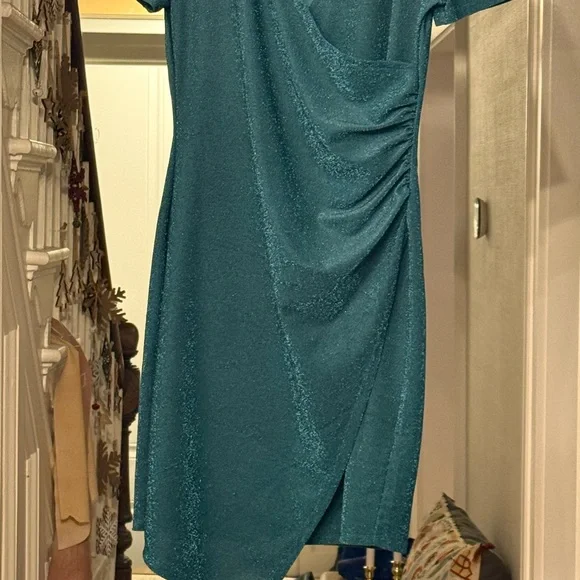 APRICOT Teal Asymmetrical Dress - Picture 6 of 8